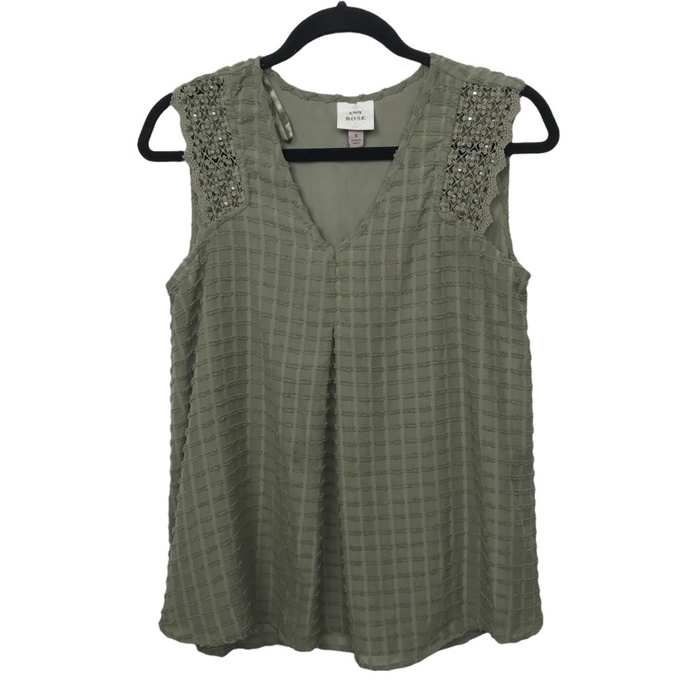 Knox Rose Green Sleeveless Textured Tank Top Small